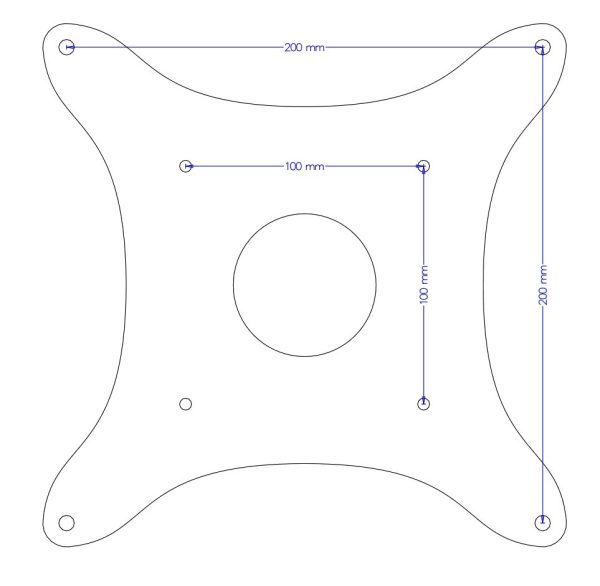 Amer Mounts VESA-Adapter 100x100 Auf 200x200 – Plattenadapter Für TV-Halterungen Aus Stahl
